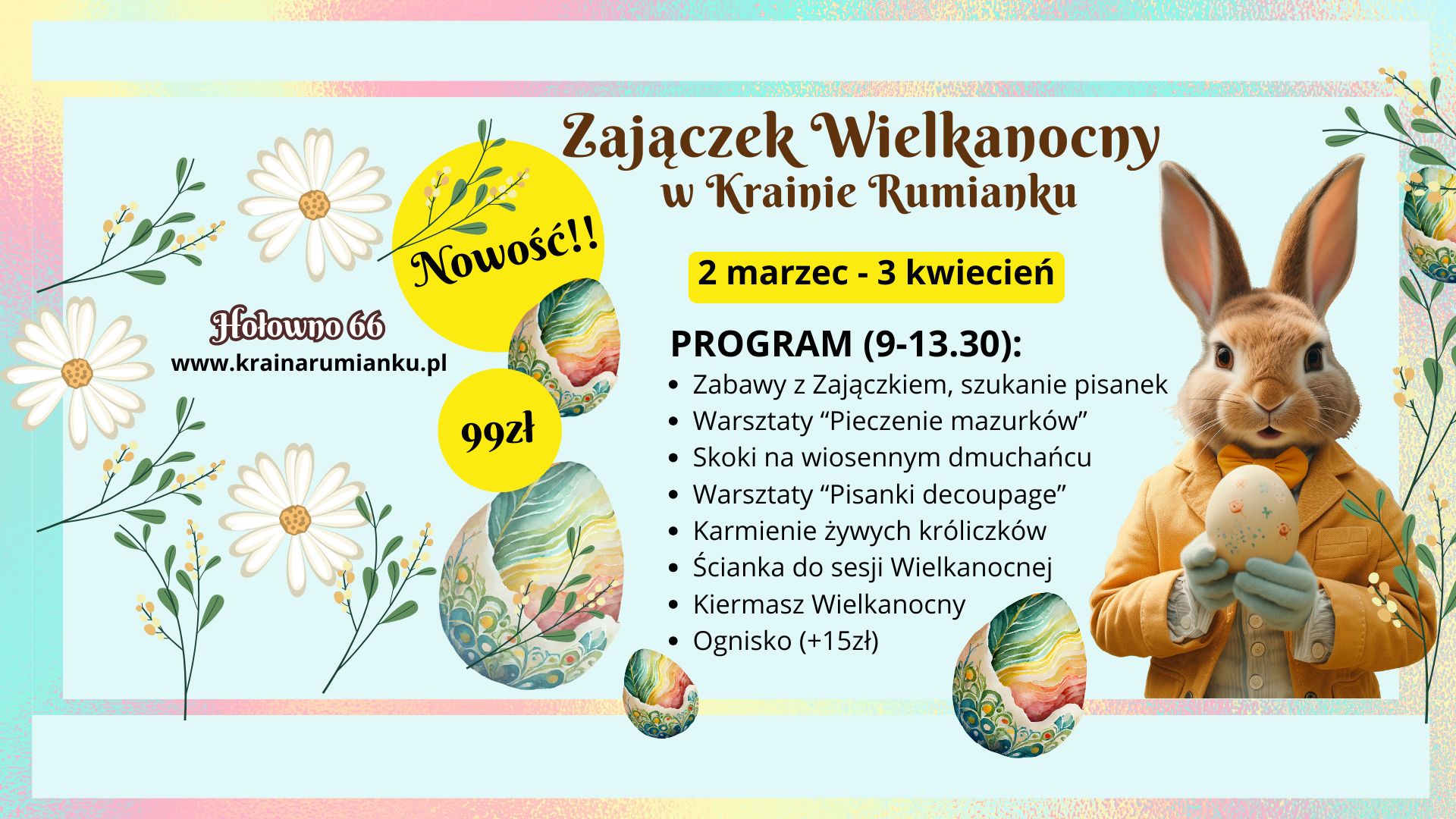 Zapisz swoją klasę na wyjątkowe spotkanie z Zajączkiem Wielkanocnym w Krainie Rumianku!